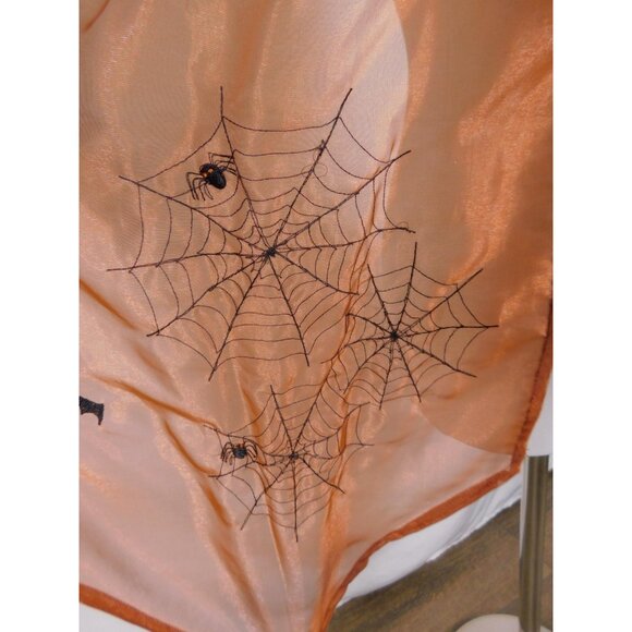 Orange Bats Spiderweb Embroidered Tassel Sheer Scarf OS - Picture 3 of 10